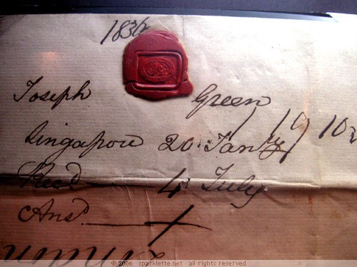 Addressed letter with wax seal, 1830.