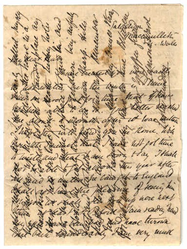 A cross-written letter, circa 1800.